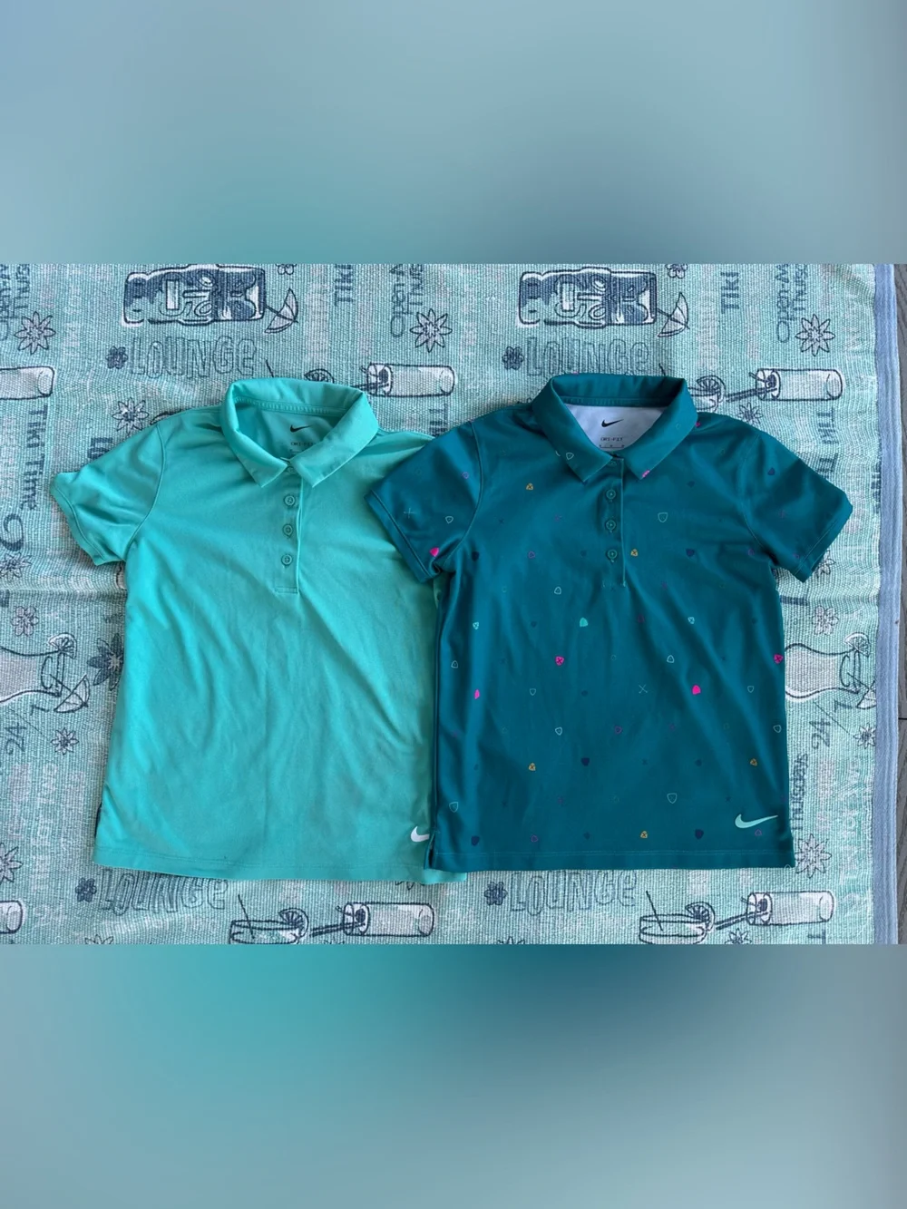Nike Girls' Short-Sleeve Polo Shirt Bundle 2 - Teal and Aqua